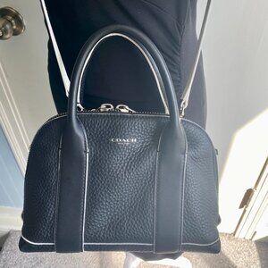 Coach Black & White Bleeker Preston Leather Satchel — Dual Handles, Crossbody